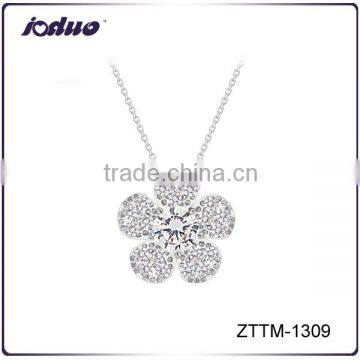 Women Korean Luxury Zircon Flower Pendant Necklace Wholesale ZTTM-1309