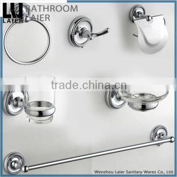 Hot sale Modern Kitchen ZInc Alloy And Glass Chrome Finishing Wall-Mounted Bathroom Accessories Set