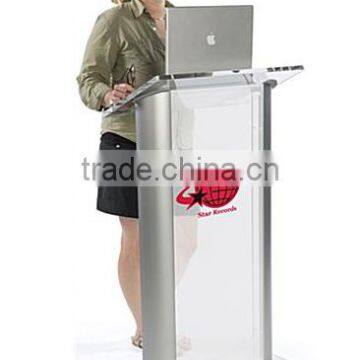 Acrylic Podium w/ Aluminum Sides, Frosted Panel, 2 Color Imprint