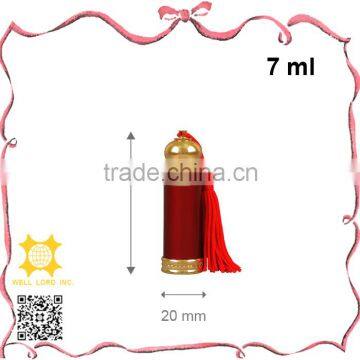 7ml brightly red and gold plating aluminum oil bottle with tassel