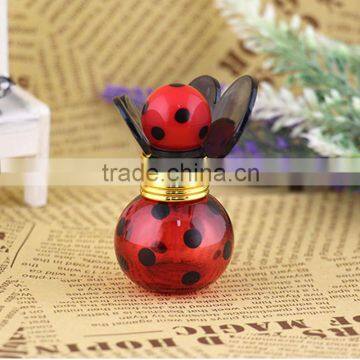 ladybird shape fashion design pump sprayer cap 20ml crystal perfume glass bottle for personal care