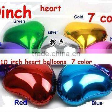 Solid Plain foil balloons , 10" Heart Shapes Balloons Red Pink Gold Silver Blue Green Purple