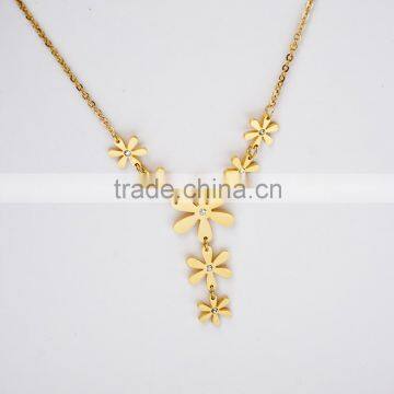Long Connected Flower Necklace Stainless Steel Women Jewelry Sets Wholesale photo-3