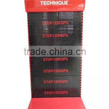 metal gondola floor display stand /Hardware tools display shelf with hooks and sticker for logo