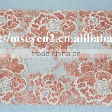 Hot Selling 20cm Width Elastic Band Brazilian Hair Flower Pattern Full Lace Trim photo-2