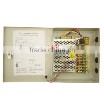 180W power supply 12V15A 9 Channel Power Supply Box for CCTV Camera 12v15a cctv power supply metal box