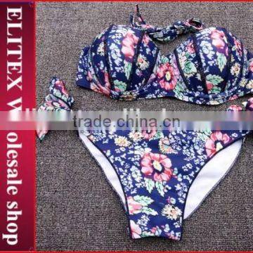 Newest shell shape floral print bikinis woman swimwear 2017 BI196