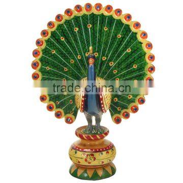 Peacock Statue India Rich Art And Craft Handmade Handicraft Statue Murti Sculpture India Carving Bird watching Hand Paited