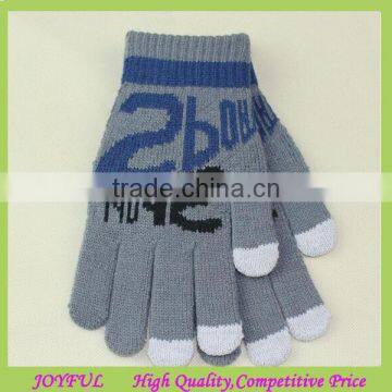 2014 Cheap Winter Jacquard Weave Pattern Knitted Touch Screen Gloves