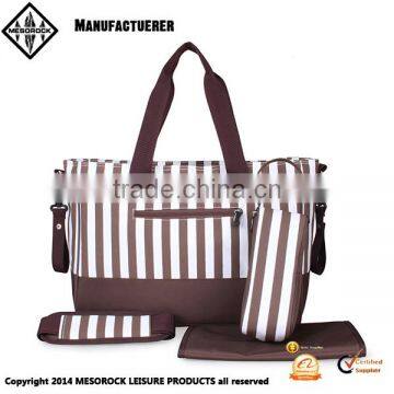 Large capacity wholesale stroller hang bag stripe baby diaper bag