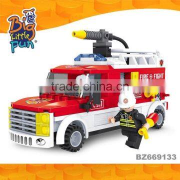 Ausini fire rescue car wholesale intelligent toy building block fire engine set for kids