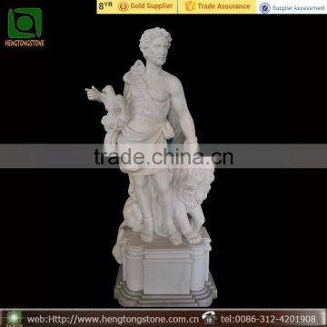 White Home Garden Warrior With Lion Carving