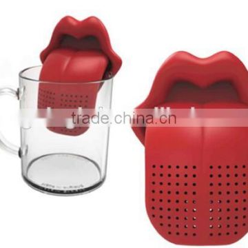 Red Lip Tongue Shape Silicone Tea Infuser,Silicone Tea Strainer,Silicone Tea Holder