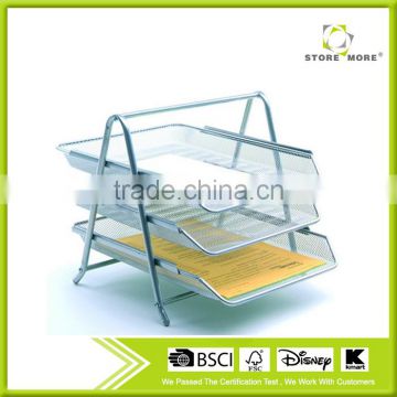 Store More Promotional 3 Layer Silver Stand Desk File Tray