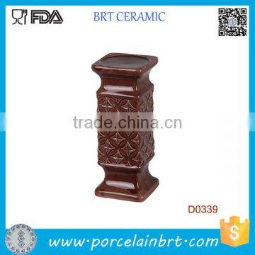 Brown Cubic Column Porcelain Candle Holder