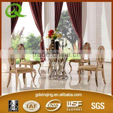 TH371 tempered glass top round dining table on sale