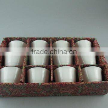 Stock cheap White Ceramic mini ice cream cup with Gife Box