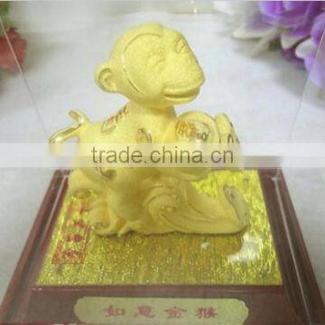 Luxury Gold Plated Chinese Zodiac Mini Monkey Figurine for Business Gifts photo-2