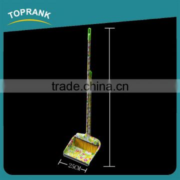 Toprank Home Usage Color Printed Plastic Long Handle Dustpan And Broom Set Sweep Easy Broom