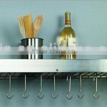 Satin Nickel Bookshelf Rack, Includes Grid and 12 Hooks