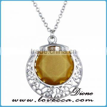 Vintage Antique Bronze Copper Luminous Crystal Necklace Glowing in Dark photo-4