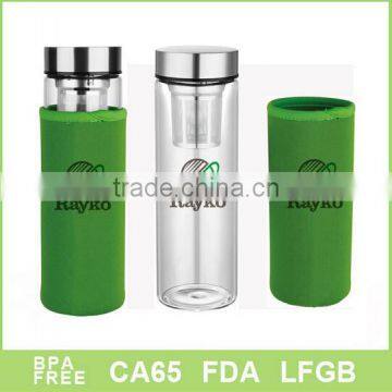 500ml Borosilicate Glass Water Bottle With Tea Strainer