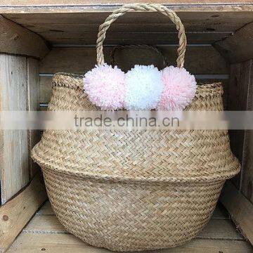 Small Pompom Seagrass Belly Basket photo-6