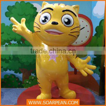 Amusement park equipment fiberglass cartoon animal cat statue