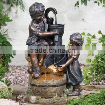 Large Outdoor Garden Copper Sculptures Metal Craft Child Water Fountain Statues photo-3
