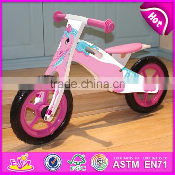 Fashion wooden balance bike for kids,Horse deisgn wooden balance bike for children,Good quality wooden balance bike W16C126