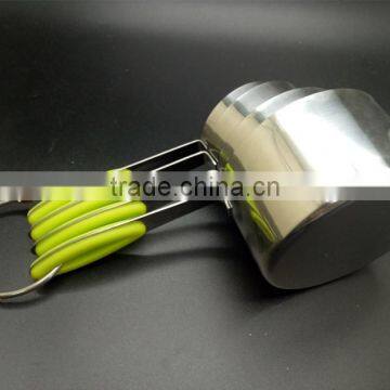 4 Pieces Stainless Steel Measuring Cups and Spoons Set With Silicone Handle Grip for Baking Accessories