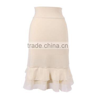 Double Layer Chiffon Trim Skirt Extender Cream Chiffon Layering Skirt