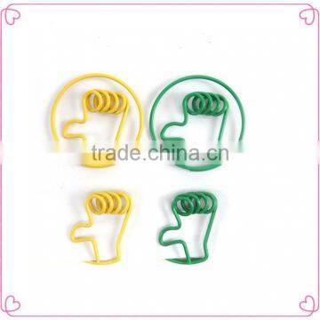 Colorful plastic coated metal hand thumb shape paper clips