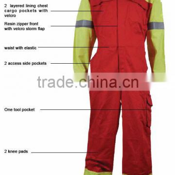 99% cotton 1% Carbon Fiber FR anti static coverall yellow red