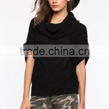 Best Selling Black Cable Cowl Neck Women Sweater Wholesale photo-2