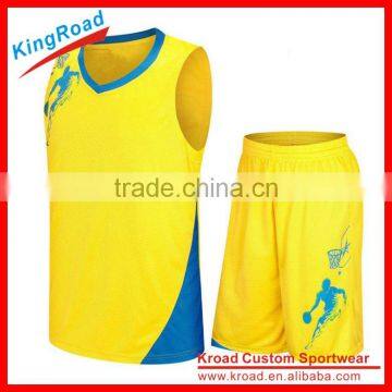 Colorful custom basketball jersey design with Round/V neck
