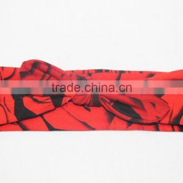 Wholesale pretty red flower cotton baby headband and girl's cotton headband