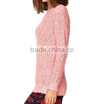 Bright Mixed Color Drop Shoulder Sleeve Crew Neck Latest Design Ladies Sweater photo-2
