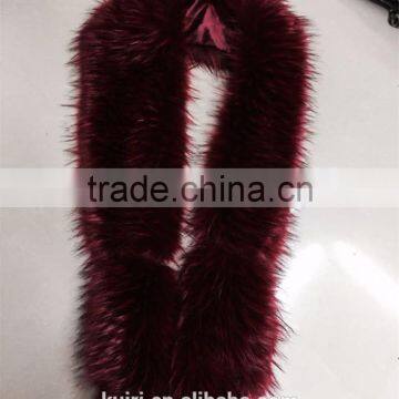 Large Size Fox Fur Collar With Tail for Lady Overcoat Winter Faux Raccoon Fur Scrafs 160cm photo-3