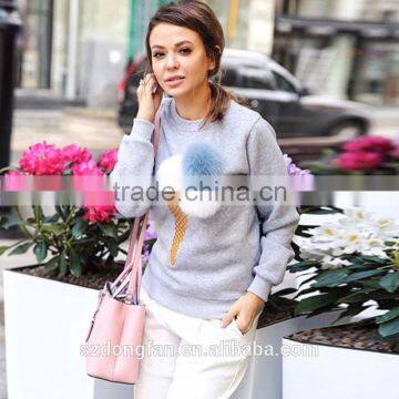 Mohair Ball Ice Cream Printed Sweatshirt Mommy And Me Pullover Custom Hoodies photo-3