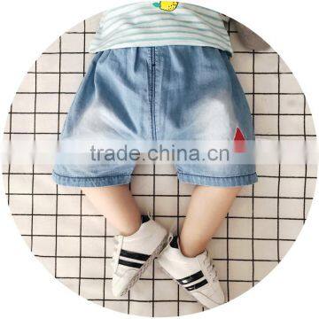 S17053A Newborn Baby Pants Kids Embroider Denim Shorts