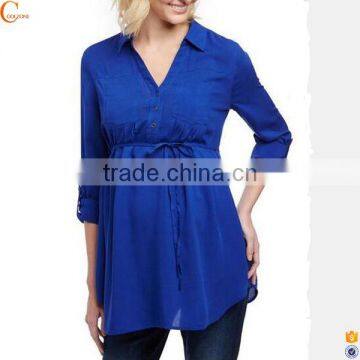 Maternity Clothes Wholesale Maternity Wear Work Shirt With Front Pocket