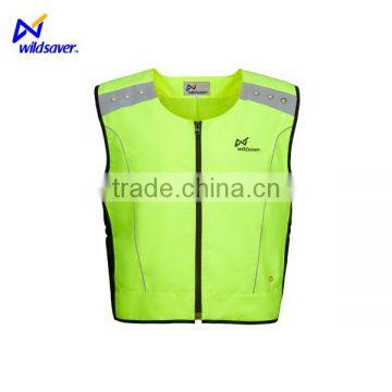 LED flashing yellow mesh cycling running safety reflective vest for men