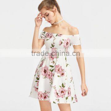 Petite Women Fit and Flare off the Shoulder Skater Dress photo-5