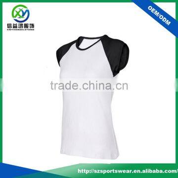 New Design Contrast Raglan Sleeve Women Slim Fit Sport t Shirts photo-2