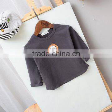 Autumn new style solid color cute printing t shirt long sleeve for kids