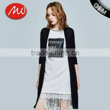 2017 woman knitted plain black thin muslim long cardigan sweater for wholesale