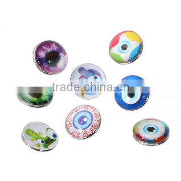 18mm Glass Fit Snap Button Bracelets Round Silver Tone At Random Eye Pattern