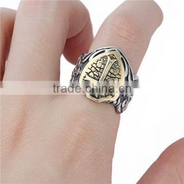 Custom Gold Tone Antique Gold Antique Silver Shield Cross Copper Unadjustable Rings photo-3
