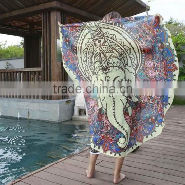 Custom design velour microfiber digtial print full pattern bath towel round price